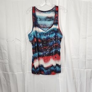 Lane Bryant Size 14 Sequin Sleeveless Top - Red, Blue, White
